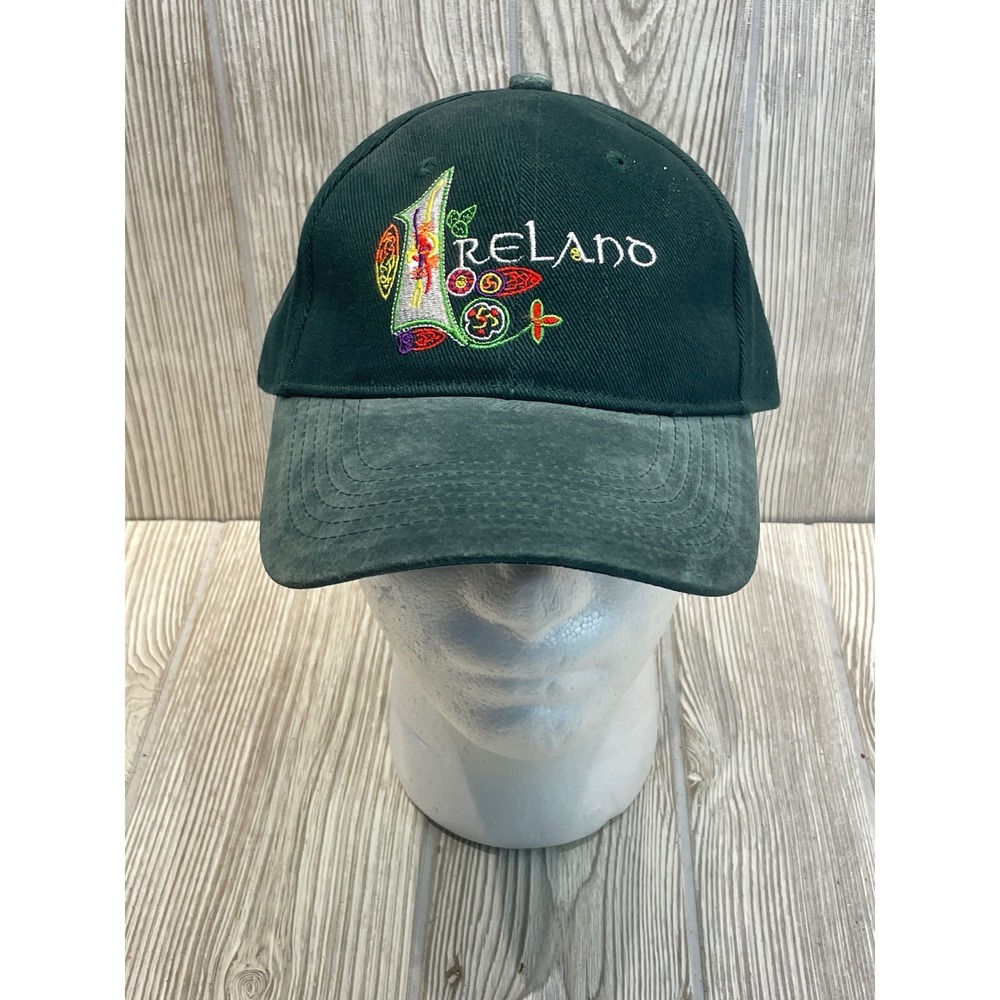 Ireland Forest Green Celtic Embroidery Faux Suede Brim Hat Traditional Craft